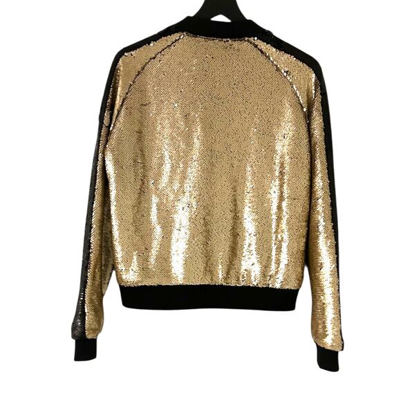 Blank NYC Gold Sequin Bomber Gold Black Medium - Picture 3 of 6